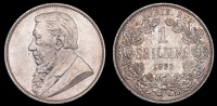 Paul Kruger, Shilling, 1892 (Hern Z17; KM. 5). Practically as struck with mint bloom, lightly toned 	£500-700