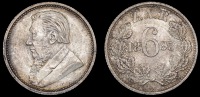 Paul Kruger, Sixpence, 1895 (Hern Z14; KM. 4). Practically mint state, lightly toned 	£400-600