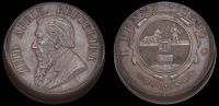 Paul Kruger, Penny, 1894 (Hern Z3; KM 2). Struck slightly off-centre, otherwise extremely fine or better with a hint...