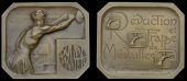 FRANCE, Duval-Janvier, c. 1900, an octagonal bronze plaque by A.-L.-M. Charpentier, male figure working a coining...