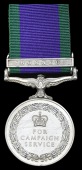 General Service 1962, 1 clasp, Borneo (24056136 Tpr. A. G. McBride, 4 RTR.) slight edge bruise and some scratches to...