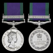 General Service 1962 (2), 1 clasp, Borneo (23685811 Spr. B. J. Why, RE.; 22563968 Cpl. W. E. Jones, R. Sig.) minor...