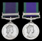 General Service 1962 (2), 1 clasp, South Arabia (24084224 Pte. J. L. Dudek, Loyals.; 23982986 Pte. K. B. Moore,...