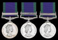General Service 1962 (3), 1 clasp, Northern Ireland (24184905 Pte. D. J. Farr, BW.; 25171796 Pte J W Milne, BW;...