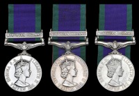 General Service 1962 (3), 1 clasp, Northern Ireland (25030921 Pte C A Cross, KORBR; 25009067 Pte M P Marshall, Kings...