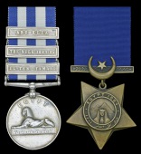 Pair: Private George Brailsford, Royal Highlanders, who served with the Mounted Infantry Camel Regiment at Abu...