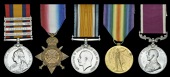 Five: Private W. Mathie, Royal Highlanders, later Tank Corps

Queen’s South Africa 1899-1902, 4 clasps, Orange...