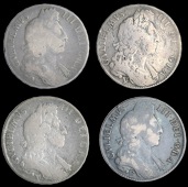 William III (1694-1702), Halfcrowns (4), 1696c, 1696e, 1696y, all large shields, early harp, edge octavo, 1697y,...