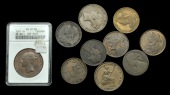 Victoria (1837-1901), Pennies (7), 1841 no colon, 1854 far colon, 1857 close colon, 1860 (2, different), 1877 wide...