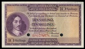 M.H. de Kock, Ten Shillings, 1948-59, undated and without signature and numbers, colour trial in violet and...
