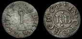 Creech St Michael, Robert Bobbett, Farthing, [16]60, 0.68g/9h (N 4016, this piece; BW. 103). Obverse about fine,...