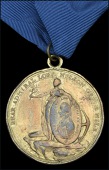 Alexander Davison’s Medal for The Nile 1798, bronze, with re-fixed loop for suspension, harshly cleaned, partially...