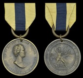 Highland Society Medal for Egypt 1801, later bronze striking without edge inscription, fitted with rings for...