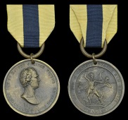 Highland Society Medal for Egypt 1801, later bronze striking without edge inscription, fitted with rings for...