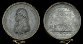 Matthew Boulton’s Medal for Trafalgar 1805, white metal, contained in hinged copper frame with integral loop for...