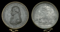 Matthew Boulton’s Medal for Trafalgar 1805, white metal, contained in hinged copper frame with integral loop for...