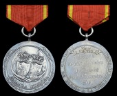 Spanish Capture of Bagur and Palamos 1810, silver, 46mm., the reverse engraved with the monogram, ‘P.M.’, with a...
