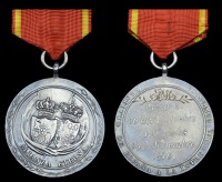 Spanish Capture of Bagur and Palamos 1810, silver, 46mm., the reverse engraved with the monogram, ‘P.M.’, with a...