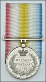 Meeanee Hyderabad 1843 (Sumbajee Puwar, 1st Gr. Regt. N.I.) impressed naming, with replacement silver clip and...