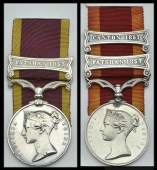 China 1857-60 (2), 1 clasp, Fatshan 1857, unnamed; another, 2 clasps, Fatshan 1857, Canton 1857, unnamed, both with...