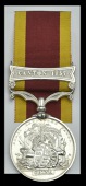 China 1857-60, 1 clasp, Canton 1857 (Ordy. Alfd. Bingham, Medical Staff Corps) officially impressed naming, good...