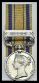 South Africa 1877-79, 1 clasp, 1877-8-9 (3369 Pte. J. Richards, A.H.C.) some damage to suspension claw, otherwise...