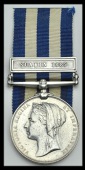 Egypt and Sudan 1882-89, undated reverse, 1 clasp, Suakin 1885 (16878 2/Corp. J. A. Ramage, 24th Co. R.E.) edge...
