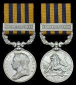 British South Africa Company Medal 1890-97, reverse Matabeleland 1893, 1 clasp, Rhodesia 1896 (Troopr. J....
