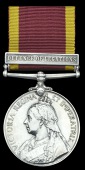 China 1900, 1 clasp, Defence of Legations (Pvte. J. Marriott, R.M.L.I.) suspension refitted, edge bruising, about...