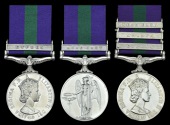 General Service 1918-62 (3), 1 clasp, Cyprus (23491044 Pte. J. W. Oates, R.A.O.C.); another, 1 clasp, Near East...