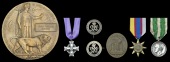 Memorial Plaque 1914-18 (John William Sunter); Canadian Memorial Cross, G.V.R. (622664 Pte. R. J. A. Constable);...