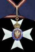 The Royal Victorian Order, C.V.O., Commander’s neck badge, a jeweller’s copy in gilt and enamel, thinner and...