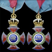 The Order of Merit, E.II.R., Civil Division neck badge, gold and enamel, four ‘pearls’ lacking from crown,...