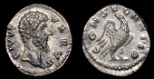 Roman Imperial Coinage, Divus Lucius Verus, Denarius, Rome, 169, bare head right, rev. eagle, 3.23g (RIC 596a; RSC...