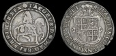 James I (1603-1625), Third coinage, Halfcrown, mm. trefoil (over lis on obv.[?]), groundline below horse, plume...