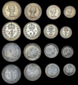 Edward VII (1901-1910), Maundy set, 1906 (S 3985); Elizabeth II, Maundy set, 1965 (S 4131) [8]. Brilliant, first...