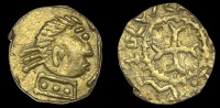 Early Anglo-Saxon Period, Thrymsa, c. 620-45, ‘Witmen’ type, bust right with trident, rev. blundered legend...