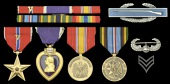 A Bronze Star/Purple Heart group of four named to Sergeant Cornell L. Houston, 41st Engineering Battalion, 10th...