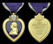 U.S.A., Purple Heart, reverse machine engraved, ‘Milton R. Henry’, slot brooch, nearly extremely fine	 £60-80