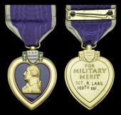 A Purple Heart named to Medal of Honor winner Staff Sergeant Robert E. Laws, 169th Infantry Regiment, 43rd Infantry...