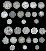 England, Victoria, Crown, 1890, obv. engraved (B.P. from J.D., Forget Me Not); Halfcrowns (2), 1876, obv. engraved...