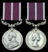 Army Meritorious Service Medal (2), G.V.R., 1st issue (4082 Sapr.-A. Sjt. T. J. Humphreys, R.E.) edge bruise, very...