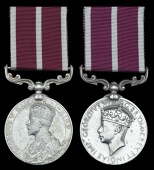 Indian Army Meritorious Service Medal (2), G.V.R., 1st issue (1432 Kot Dafdr. Abdul Ghani Khan, 39th K.G.O.C.I....