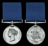 Royal Navy L.S. & G.C., V.R., silver pattern, the obverse signed L. C. Wyon, 31 mm, named on the edge (Evan M....