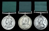 Colonial Auxiliary Forces Long Service (3), V.R. (Private S. J. Arneil, 14th Regiment) official correction to...