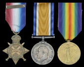 Three: Private R. Ryan, 2nd Battalion, Royal Inniskilling Fusiliers

1914 Star, with clasp (7878 Pte., R. Innis....