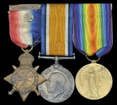 Three: Serjeant W. Groom, 3rd Battalion, Worcestershire Regiment

1914 Star, with copy clasp (7804 Pte., 3/Worc....