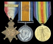 Three: Private H. S. Roughton, 2nd Battalion, East Lancashire Regiment

1914 Star, with copy clasp (10324 Pte.,...