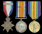 Three: Private A. Hawkwood, 1st Battalion, East Surrey Regiment, who died of wounds on 17 January 1916

1914 Star,...