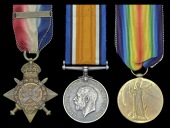 Three: Private P. Baker, 1st Battalion, Hampshire Regiment

1914 Star, with clasp (7449 Pte., 1/Hamps. R.);...